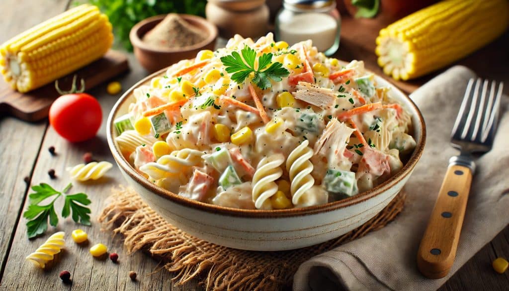 Receta Ensalada de Pasta con Pollo y Mayonesa: Cremosa y Fácil